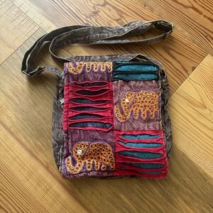 Colorful Elephant Patchwork Shoulder Bag